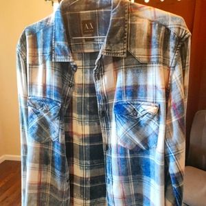 Armani Exchange Plaid Denim Shirt